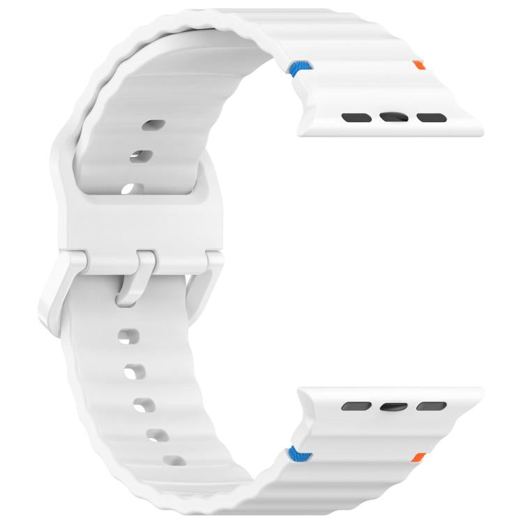 For Apple Watch 46mm / 49mm / 45mm / 44mm Kalebol Wavy Grain Stitched Silicone Watch Band(White) - Watch Bands by Kalebol | Online Shopping South Africa | PMc TechLife | Buy Now Pay Later Mobicred