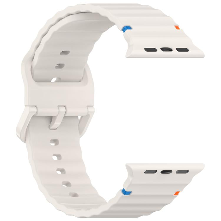 For Apple Watch 46mm / 49mm / 45mm / 44mm Kalebol Wavy Grain Stitched Silicone Watch Band(Starlight) - free shipping - PMc TechLife - Order now!