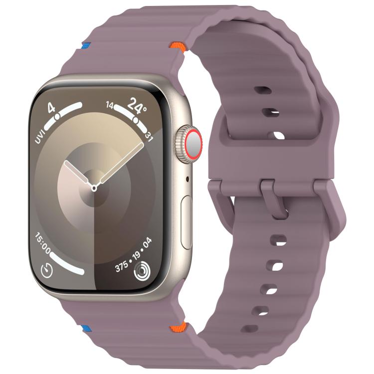 For Apple Watch 42mm / 41mm / 40mm / 38mm Kalebol Wavy Grain Stitched Silicone Watch Band(Purple Smoke) - free shipping - PMc TechLife - Order now!
