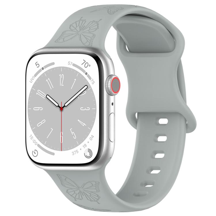 For Apple Watch 46mm / 49mm / 45mm / 44mm Kalebol 8-shaped Buckle Butterfly Embossed Silicone Watch Band(Grey) - free shipping - PMc TechLife - Order now!