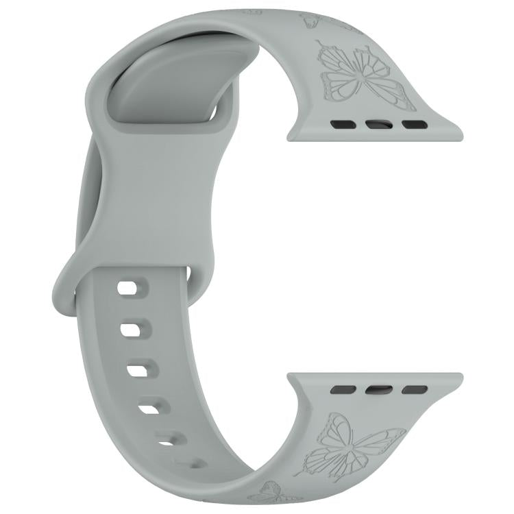 For Apple Watch 46mm / 49mm / 45mm / 44mm Kalebol 8-shaped Buckle Butterfly Embossed Silicone Watch Band(Grey) - free shipping - PMc TechLife - Order now!