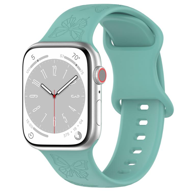 For Apple Watch 46mm / 49mm / 45mm / 44mm Kalebol 8-shaped Buckle Butterfly Embossed Silicone Watch Band(Cactus Green) - free shipping - PMc TechLife - Order now!
