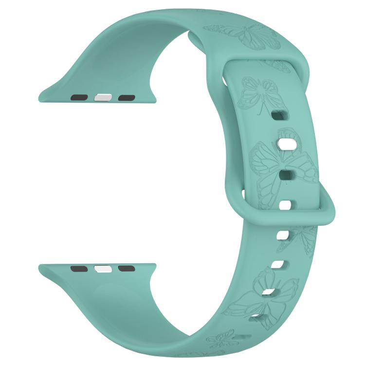 For Apple Watch 46mm / 49mm / 45mm / 44mm Kalebol 8-shaped Buckle Butterfly Embossed Silicone Watch Band(Cactus Green) - free shipping - PMc TechLife - Order now!