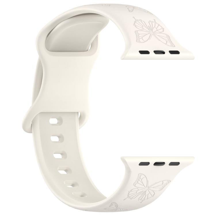 For Apple Watch 46mm / 49mm / 45mm / 44mm Kalebol 8-shaped Buckle Butterfly Embossed Silicone Watch Band(Starlight) - free shipping - PMc TechLife - Order now!