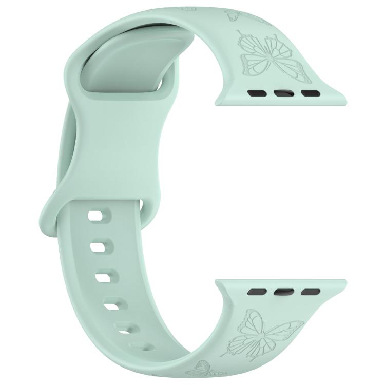For Apple Watch 42mm / 41mm / 40mm / 38mm Kalebol 8-shaped Buckle Butterfly Embossed Silicone Watch Band(Light Green) - free shipping - PMc TechLife - Order now!