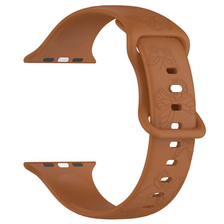 For Apple Watch 42mm / 41mm / 40mm / 38mm Kalebol 8-shaped Buckle Butterfly Embossed Silicone Watch Band(Coffee) - free shipping - PMc TechLife - Order now!