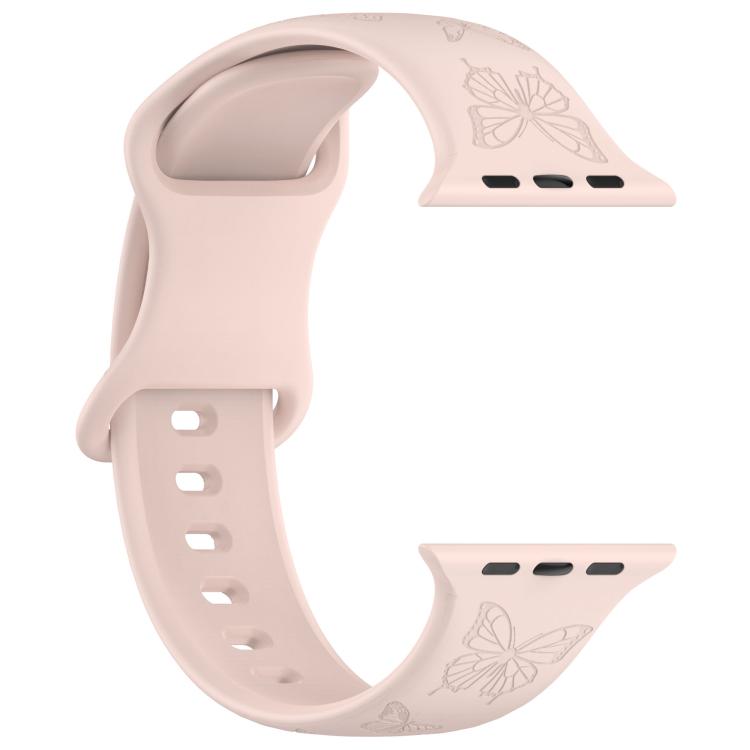 For Apple Watch 42mm / 41mm / 40mm / 38mm Kalebol 8-shaped Buckle Butterfly Embossed Silicone Watch Band(Sand Pink) - free shipping - PMc TechLife - Order now!