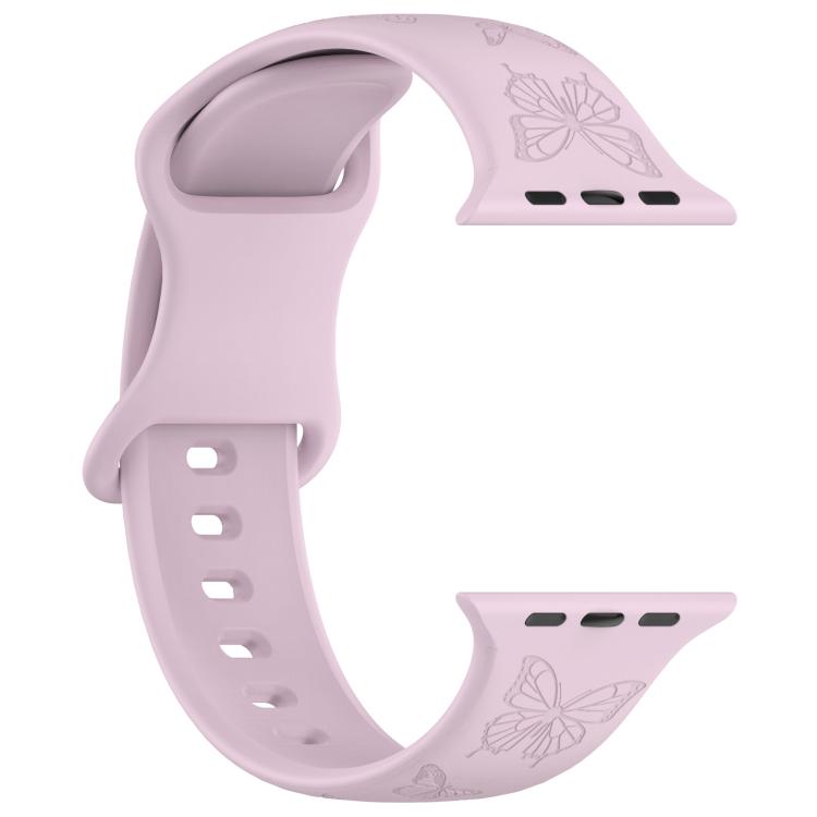 For Apple Watch 42mm / 41mm / 40mm / 38mm Kalebol 8-shaped Buckle Butterfly Embossed Silicone Watch Band(Lavender) - free shipping - PMc TechLife - Order now!