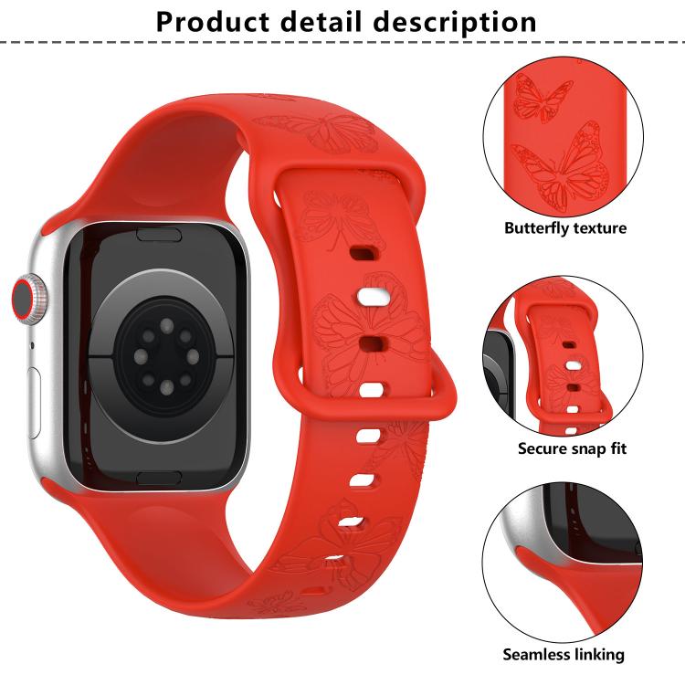 For Apple Watch 46mm / 49mm / 45mm / 44mm Kalebol 8-shaped Buckle Butterfly Embossed Silicone Watch Band(White) - free shipping - PMc TechLife - Order now!