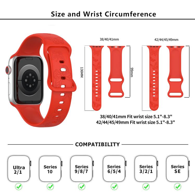 For Apple Watch 42mm / 41mm / 40mm / 38mm Kalebol 8-shaped Buckle Butterfly Embossed Silicone Watch Band(Lavender) - free shipping - PMc TechLife - Order now!