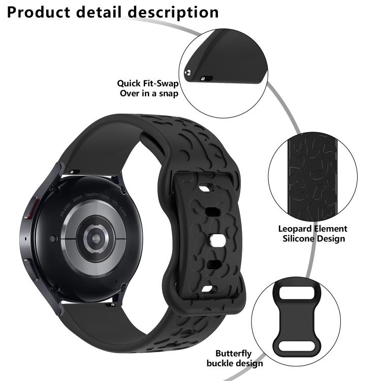 22mm Kalebol Leopard Print Butterfly Buckle Silicone Watch Band(Black) - free shipping - PMc TechLife - Order now!