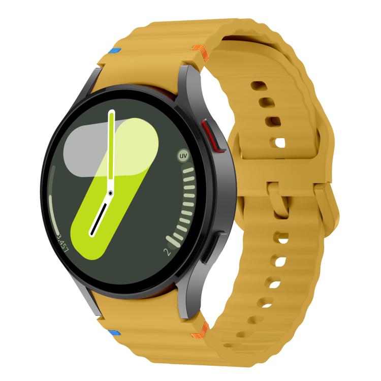 For Samsung Galaxy Watch 7  / 6 / 5 / 4 Kalebol Wave Stitching Silicone Watch Band(Official Yellow) - free shipping - PMc TechLife - Order now!