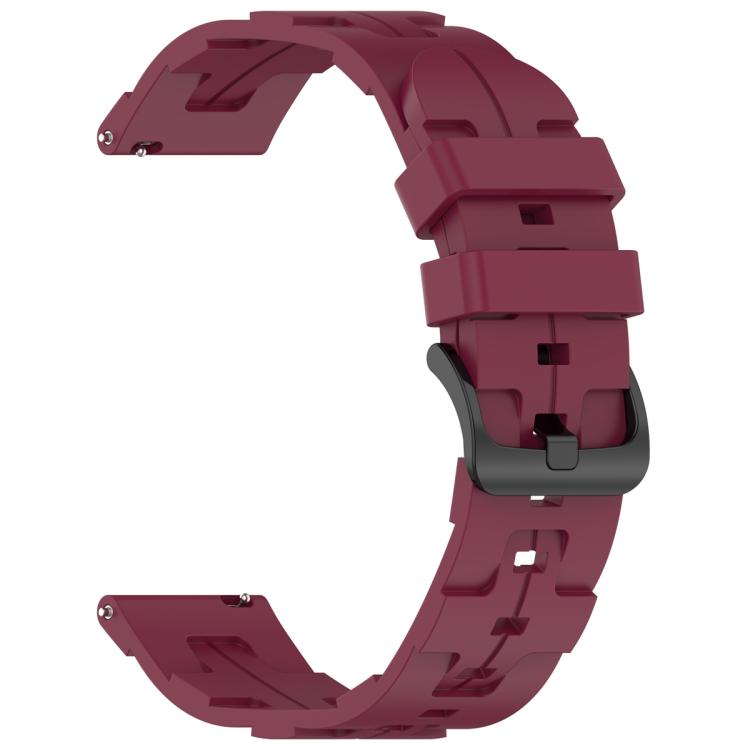 20mm Kalebol Solid Color Black Buckle Round Tail Silicone Watch Band(Wine Red) - free shipping - PMc TechLife - Order now!