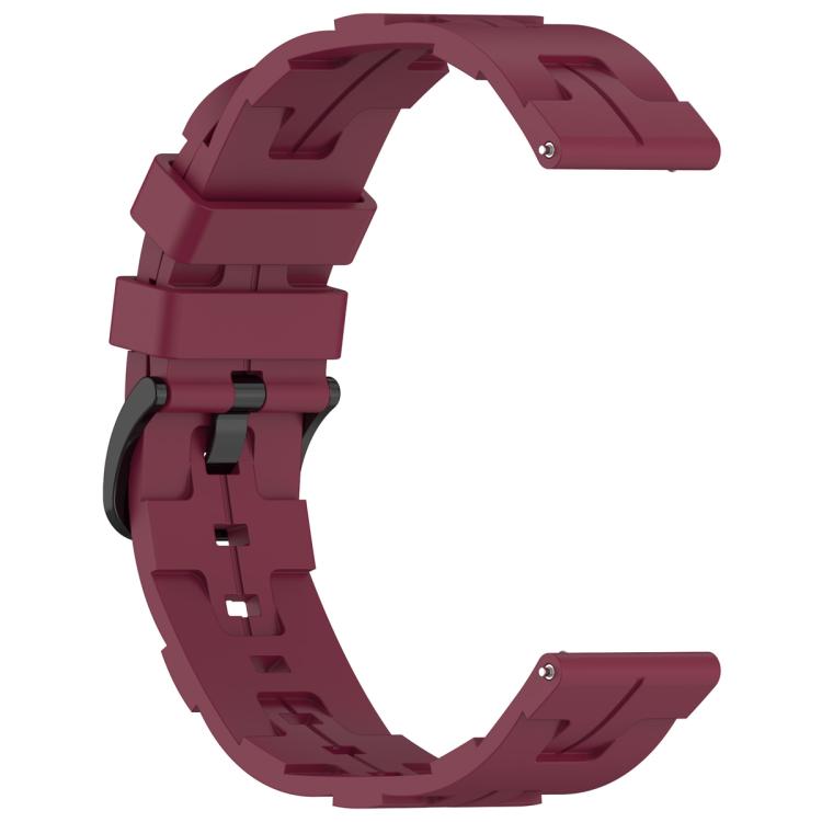 22mm Kalebol Solid Color Black Buckle Round Tail Silicone Watch Band(Wine Red) - free shipping - PMc TechLife - Order now!