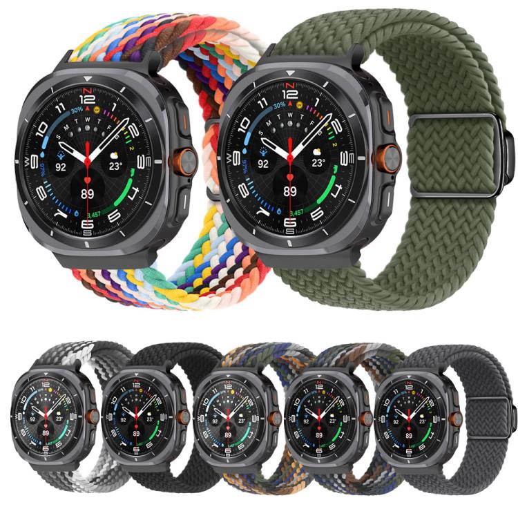 For Samsung Galaxy Watch Ultra 47mm Kalebol Braided Loop Magnetic Black Buckle Watch Band(Official Rainbow) - free shipping - PMc TechLife - Order now!