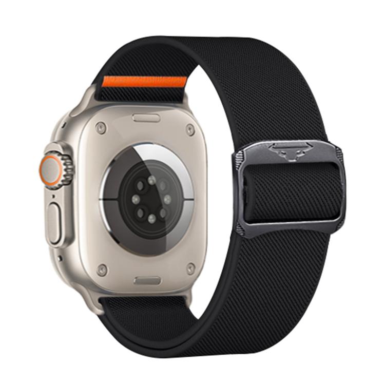 For Apple Watch 46mm / 49mm / 45mm / 44mm Kalebol Bull Bead Buckle Elastic Nylon Watch Band(Black) - free shipping - PMc TechLife - Order now!