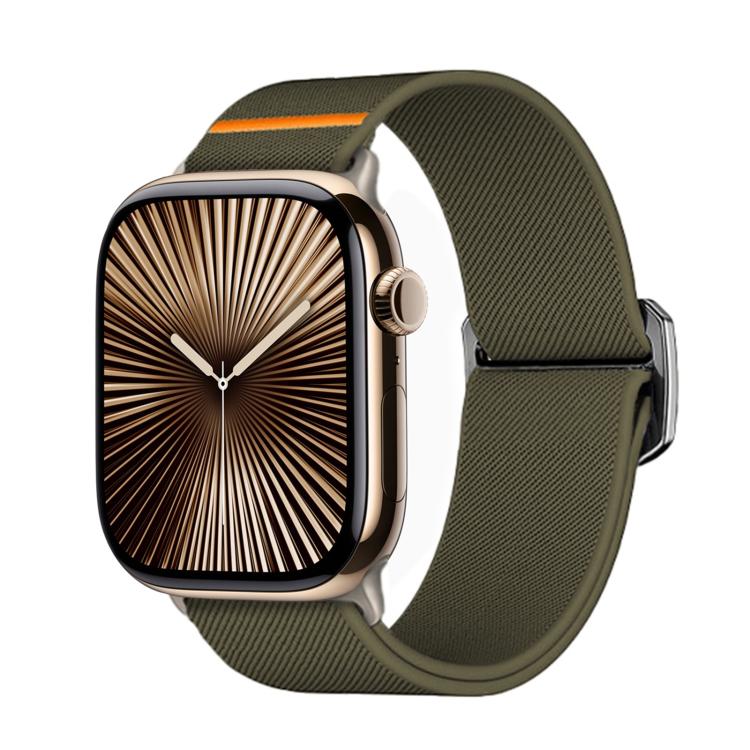 For Apple Watch 42mm / 41mm / 40mm / 38mm Kalebol Bull Bead Buckle Elastic Nylon Watch Band(Army Green) - free shipping - PMc TechLife - Order now!