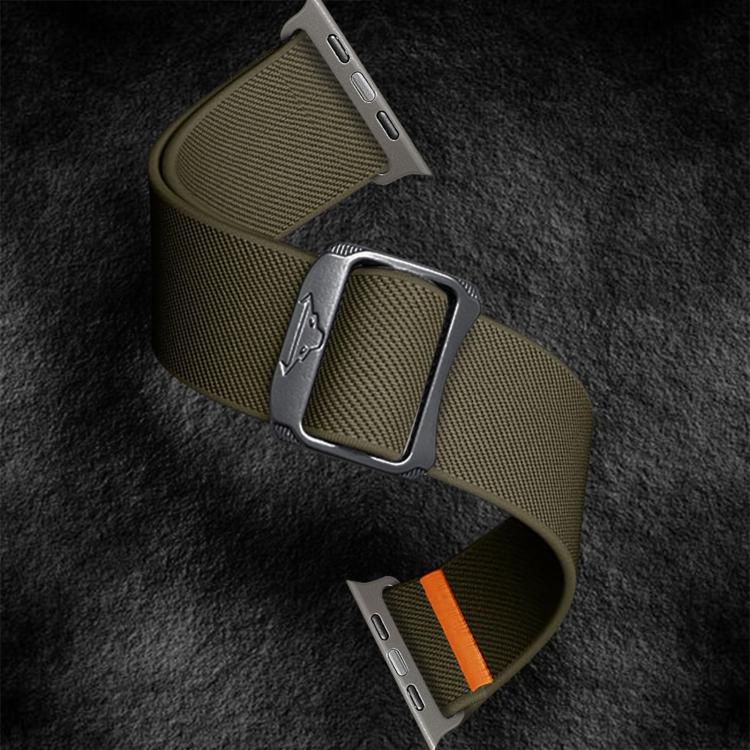 For Apple Watch 42mm / 41mm / 40mm / 38mm Kalebol Bull Bead Buckle Elastic Nylon Watch Band(Army Green) - free shipping - PMc TechLife - Order now!