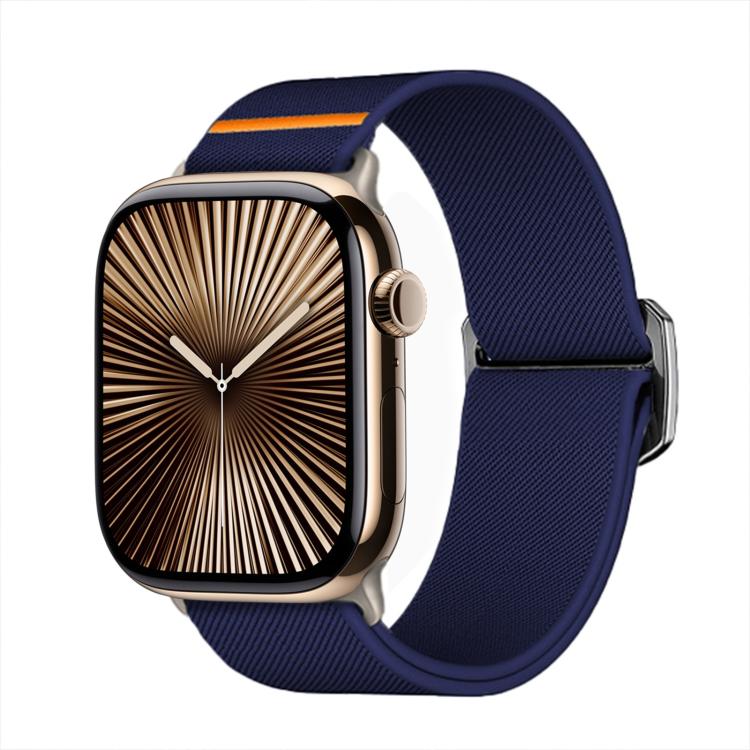 For Apple Watch 42mm / 41mm / 40mm / 38mm Kalebol Bull Bead Buckle Elastic Nylon Watch Band(Midnight Blue) - free shipping - PMc TechLife - Order now!