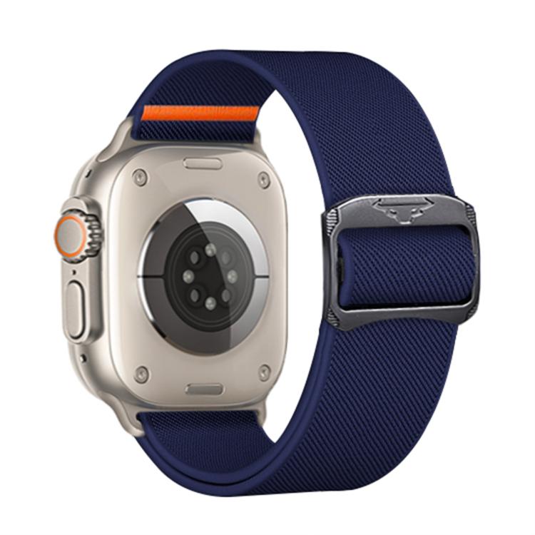 For Apple Watch 42mm / 41mm / 40mm / 38mm Kalebol Bull Bead Buckle Elastic Nylon Watch Band(Midnight Blue) - free shipping - PMc TechLife - Order now!