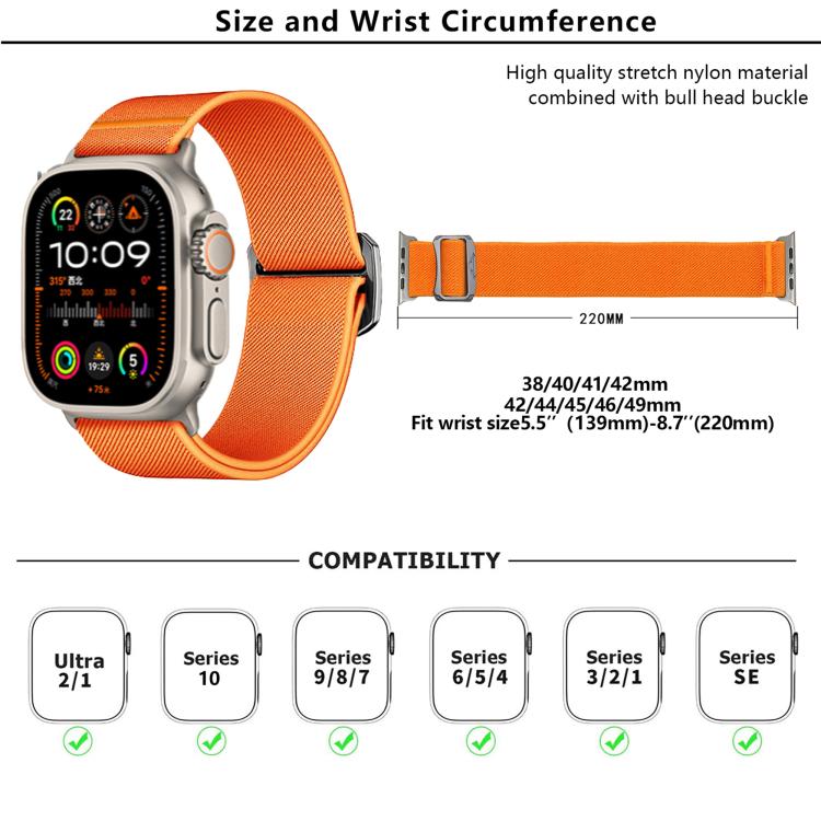 For Apple Watch 42mm / 41mm / 40mm / 38mm Kalebol Bull Bead Buckle Elastic Nylon Watch Band(Starlight) - free shipping - PMc TechLife - Order now!