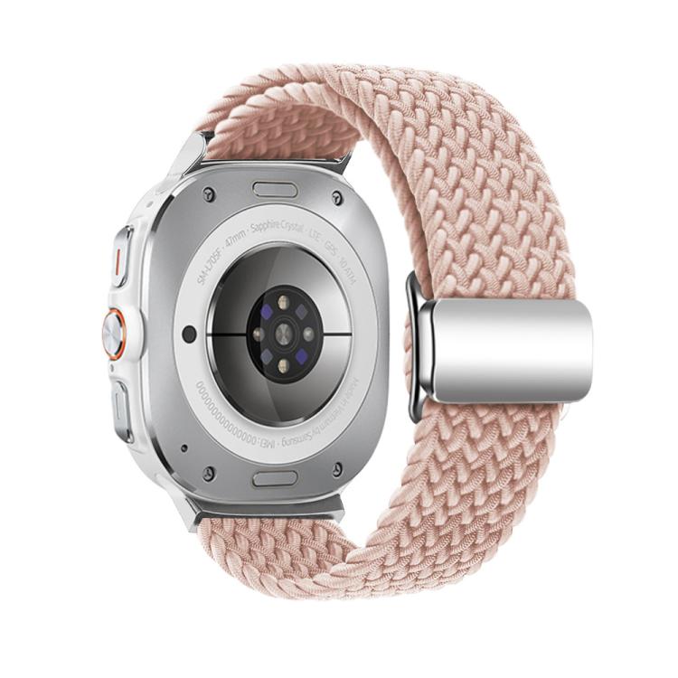 For Samsung Galaxy Watch Ultra 47mm Kalebol Braided Loop Magnetic Silver Buckle Watch Band(Pink Sand) - free shipping - PMc TechLife - Order now!