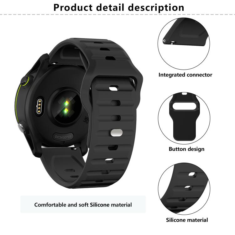 22mm Kalebol Wave Pattern Studded Buckle Silicone Watch Band(Black) - 22mm Bands by Kalebol | Online Shopping South Africa | PMc TechLife | Buy Now Pay Later Mobicred