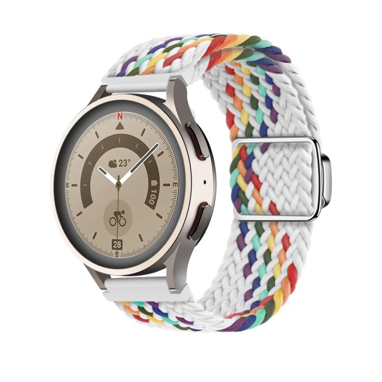 22mm Kalebol Nylon Braided Loop Magnetic Buckle Watch Band(White Rainbow) - free shipping - PMc TechLife - Order now!