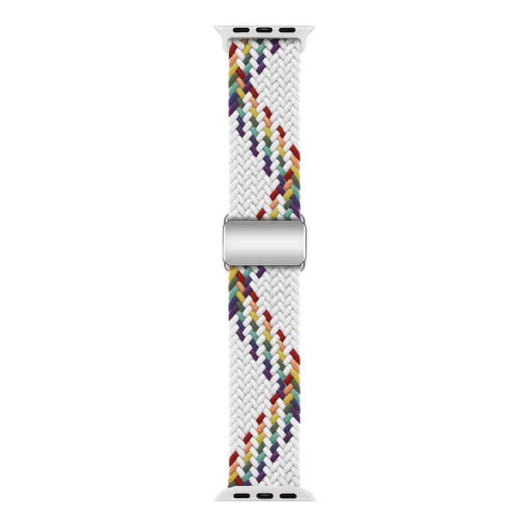 For Apple Watch 42mm / 41mm / 40mm / 38mm Kalebol Nylon Loop Magnetic Buckle Watch Band(White Rainbow) - free shipping - PMc TechLife - Order now!