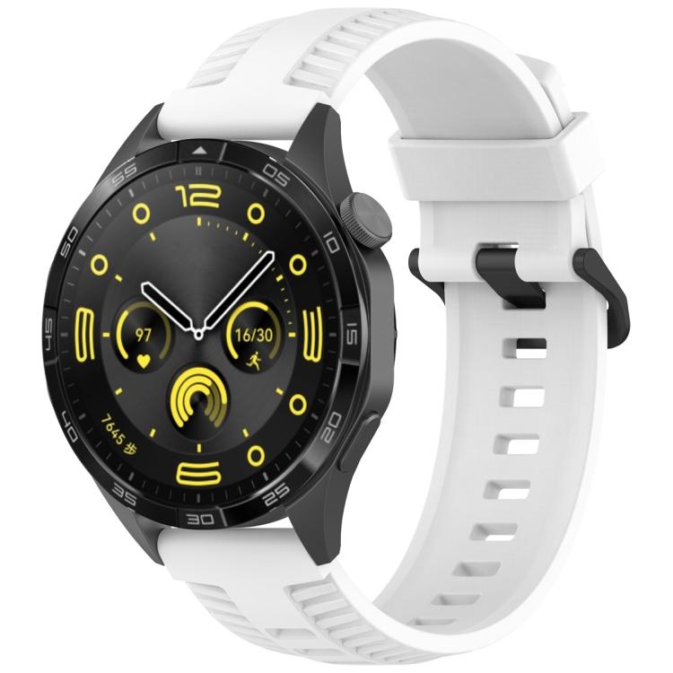 20mm Kalebol Black Buckle Tire Pattern Silicone Watch Band(White) - 20mm Bands by Kalebol | Online Shopping South Africa | PMc TechLife | Buy Now Pay Later Mobicred