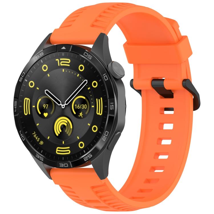 20mm Kalebol Black Buckle Tire Pattern Silicone Watch Band(Orange) - free shipping - PMc TechLife - Order now!