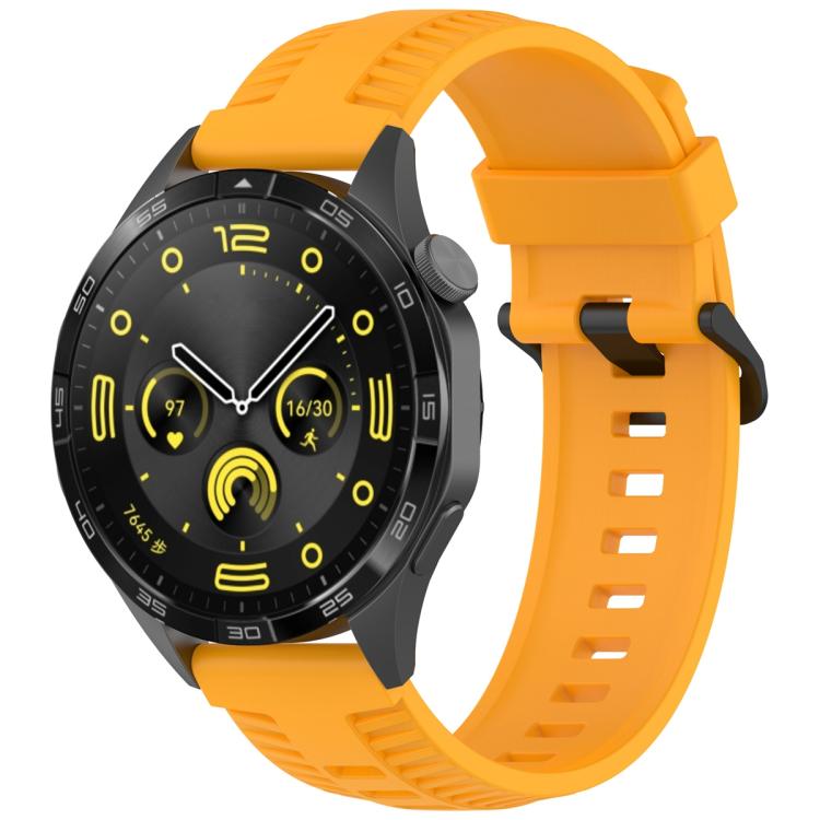 20mm Kalebol Black Buckle Tire Pattern Silicone Watch Band(Yellow) - free shipping - PMc TechLife - Order now!