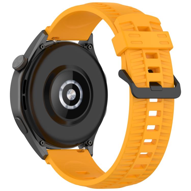 20mm Kalebol Black Buckle Tire Pattern Silicone Watch Band(Yellow) - free shipping - PMc TechLife - Order now!