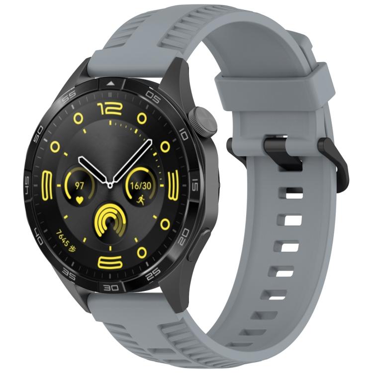 20mm Kalebol Black Buckle Tire Pattern Silicone Watch Band(Grey) - 20mm Bands by Kalebol | Online Shopping South Africa | PMc TechLife | Buy Now Pay Later Mobicred