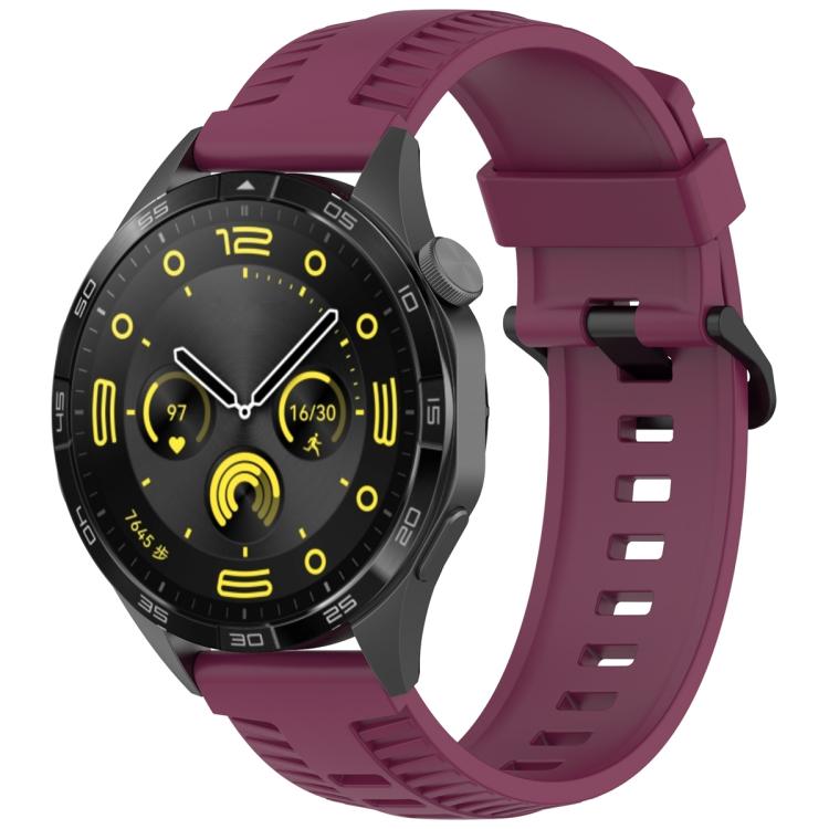 20mm Kalebol Black Buckle Tire Pattern Silicone Watch Band(Wine Red) - free shipping - PMc TechLife - Order now!