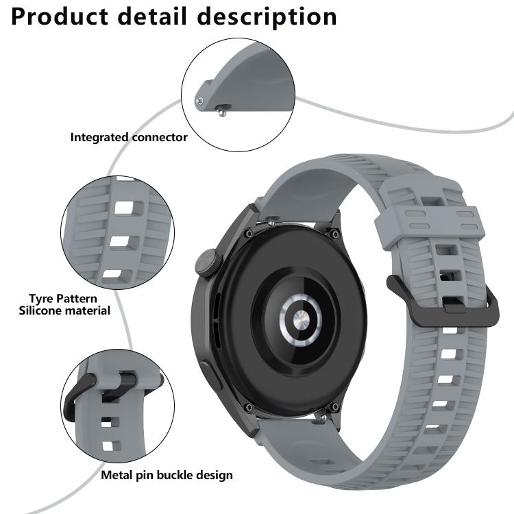 22mm Kalebol Black Buckle Tire Pattern Silicone Watch Band(Rock Blue) - 22mm Bands by Kalebol | Online Shopping South Africa | PMc TechLife | Buy Now Pay Later Mobicred