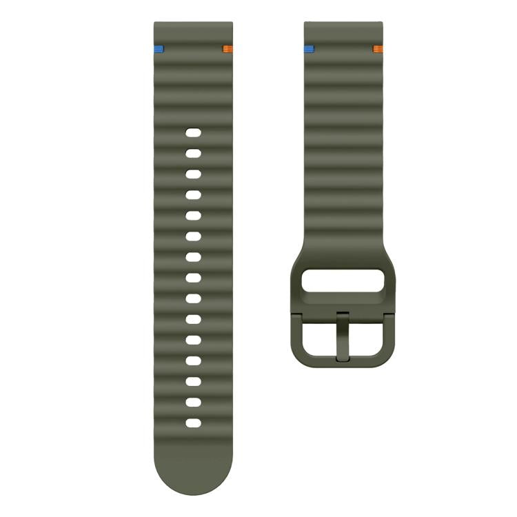 20mm Kalebol Wave Stitch Silicone Watch Band(Army Green) - 20mm Bands by Kalebol | Online Shopping South Africa | PMc TechLife | Buy Now Pay Later Mobicred