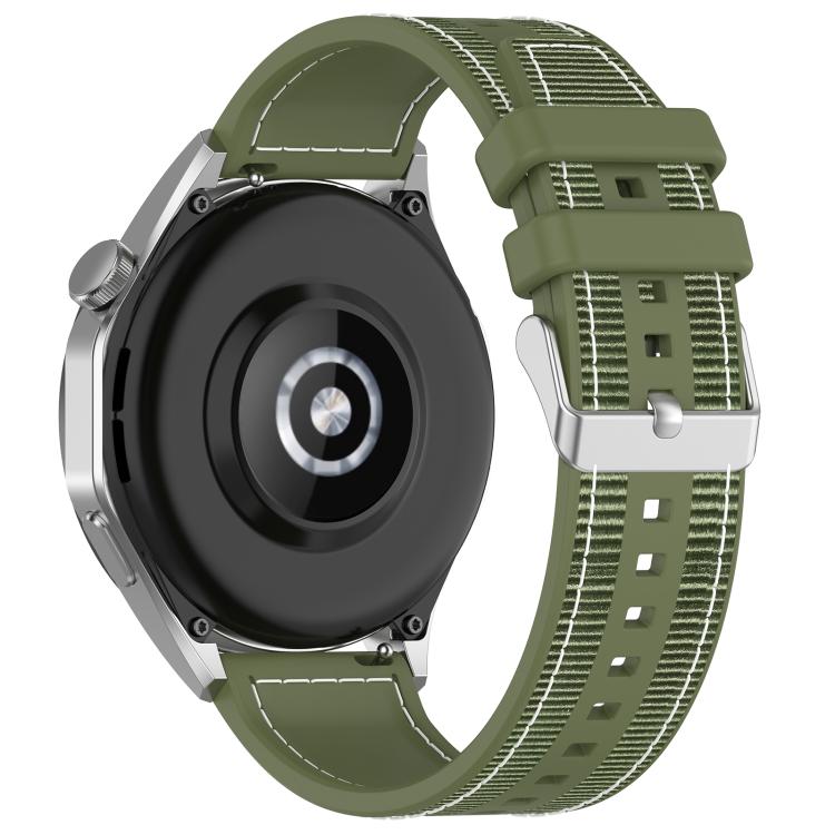 22mm Kalebol Ordinary Silver Buckle Hybrid Nylon Braid Silicone Watch Band(Green) - free shipping - PMc TechLife - Order now!