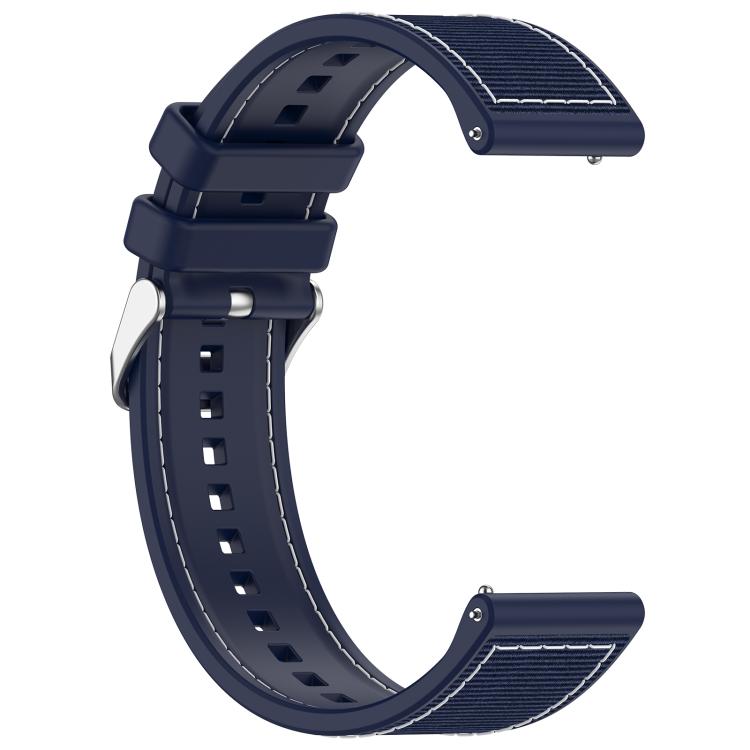 22mm Kalebol Ordinary Silver Buckle Hybrid Nylon Braid Silicone Watch Band(Midnight Blue) - free shipping - PMc TechLife - Order now!