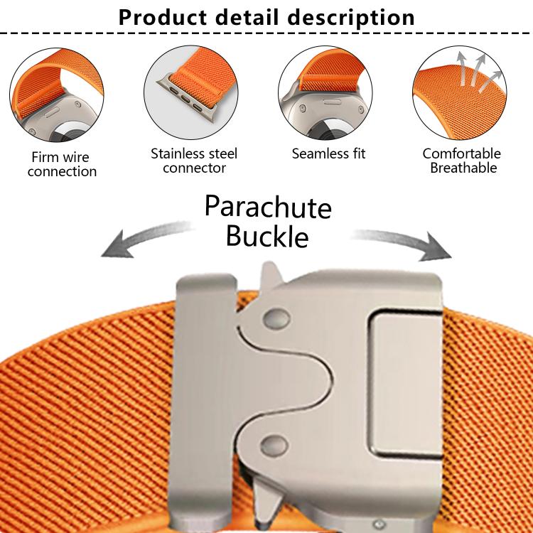 For Apple Watch 42mm / 41mm / 40mm / 38mm Kalebol Parachute Buckle Elastic Nylon Watch Band(Orange) - free shipping - PMc TechLife - Order now!
