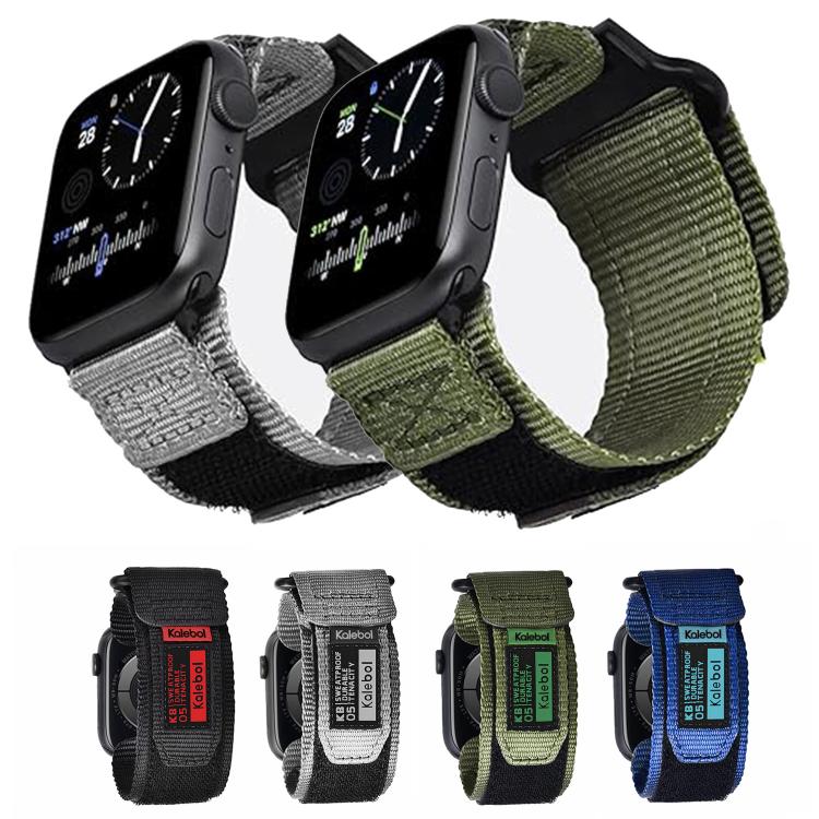 For Apple Watch 42mm / 41mm / 40mm / 38mm Kalebol Canvas Nylon Hook and Loop Watch Band(Army Green) - free shipping - PMc TechLife - Order now!
