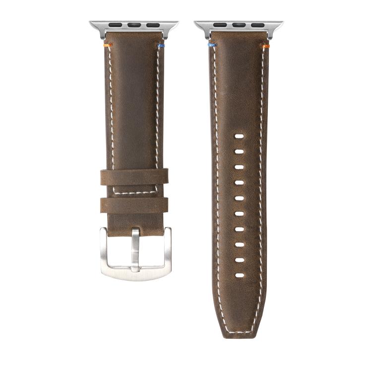 For Apple Watch 42mm / 41mm / 40mm / 38mm Kalebol Stitched Genuine Leather Watch Band(Frosted  Olive) - free shipping - PMc TechLife - Order now!
