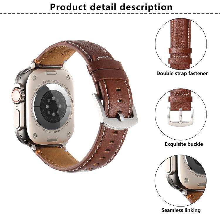 For Apple Watch 42mm / 41mm / 40mm / 38mm Kalebol Stitched Genuine Leather Watch Band(Pull Up Leather Black) - free shipping - PMc TechLife - Order now!
