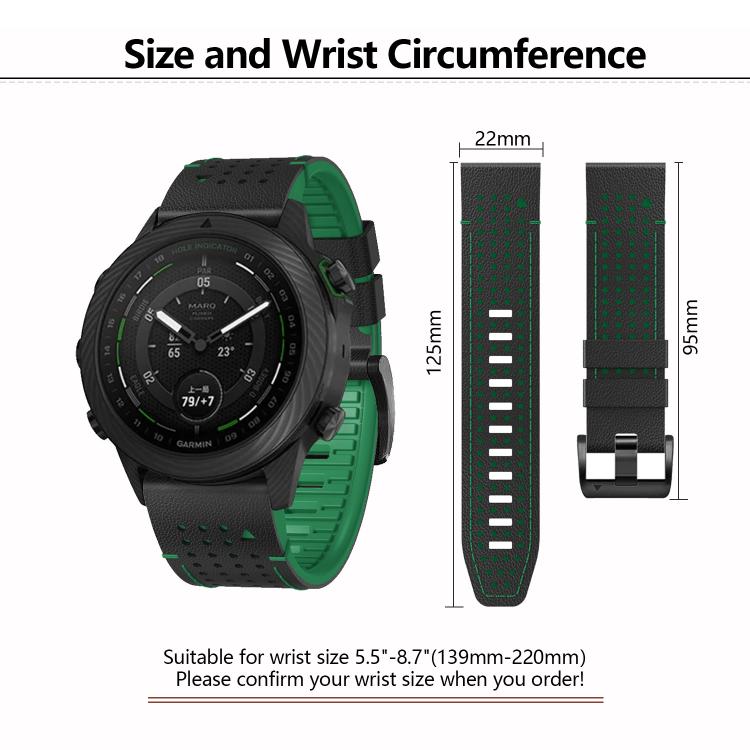 For Garmin Fenix 7 22mm Kalebol Dot Hole Silicone Leather Quick Release Watch Band(Black Orange) - free shipping - PMc TechLife - Order now!