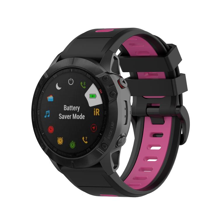For Garmin QuickFit 22mm Kalebol Two-color Silicone Watch Band(Black Rose Red) - free shipping - PMc TechLife - Order now!