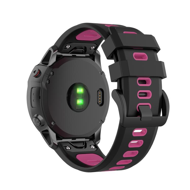 For Garmin QuickFit 22mm Kalebol Two-color Silicone Watch Band(Black Rose Red) - free shipping - PMc TechLife - Order now!