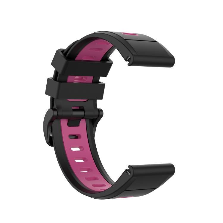 For Garmin QuickFit 22mm Kalebol Two-color Silicone Watch Band(Black Rose Red) - free shipping - PMc TechLife - Order now!