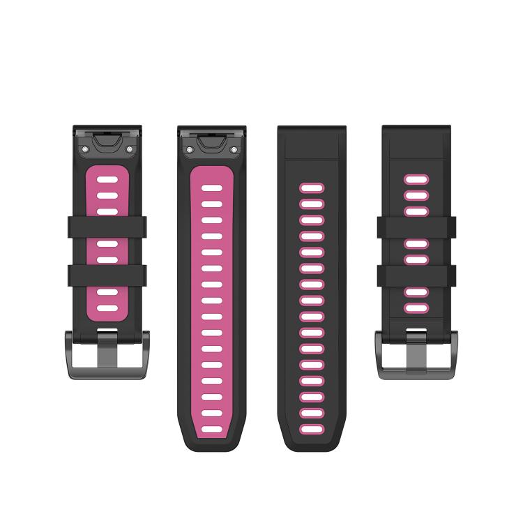 For Garmin QuickFit 22mm Kalebol Two-color Silicone Watch Band(Black Rose Red) - free shipping - PMc TechLife - Order now!
