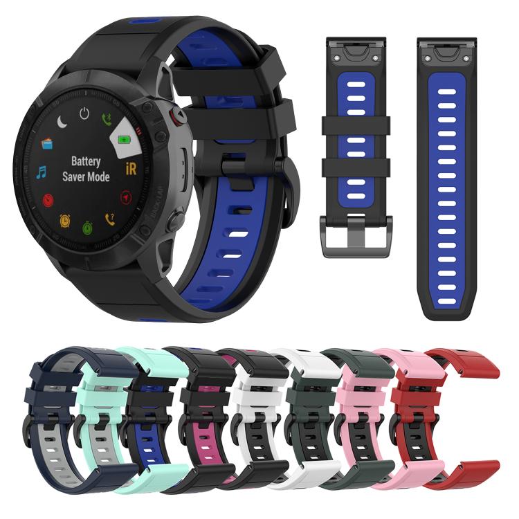 For Garmin QuickFit 22mm Kalebol Two-color Silicone Watch Band(Black Rose Red) - free shipping - PMc TechLife - Order now!