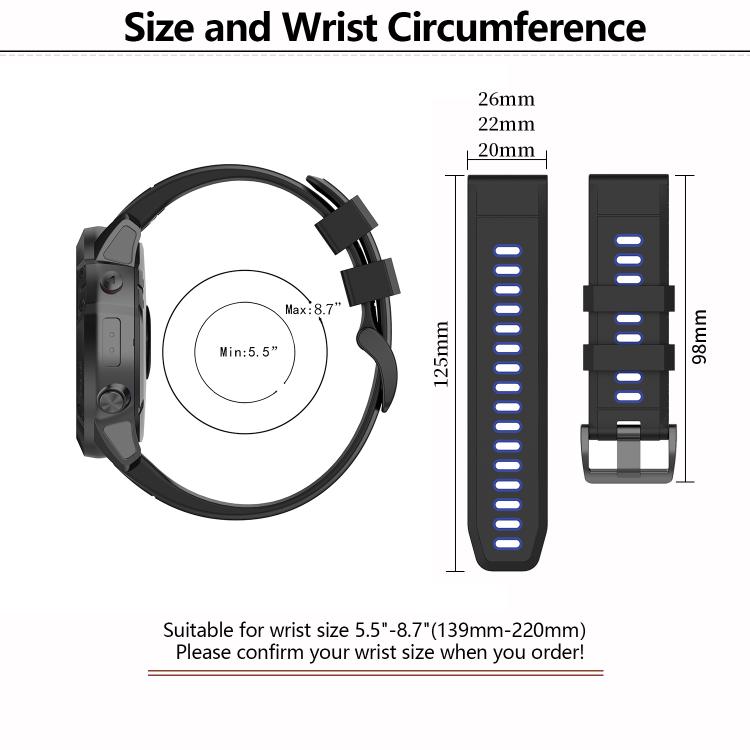 For Garmin QuickFit 22mm Kalebol Two-color Silicone Watch Band(Black Rose Red) - free shipping - PMc TechLife - Order now!
